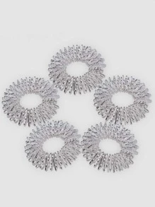 Anillo de masaje de dedo Herramienta de masaje de mano 5piezas Acero inoxidable Creativo unicolor Plata Diseño de resorte Anillo de acupresión de masaje de rodillo de dedo para mujeres Hombres Masaje de dedo - Plateado - Ver 2