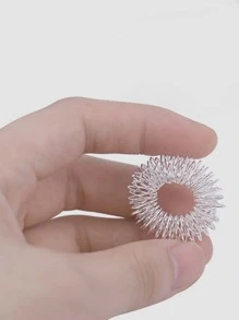 Anillo de masaje de dedo Herramienta de masaje de mano 5piezas Acero inoxidable Creativo unicolor Plata Diseño de resorte Anillo de acupresión de masaje de rodillo de dedo para mujeres Hombres Masaje de dedo - Plateado - Ver 3