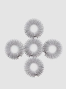 Anillo de masaje de dedo Herramienta de masaje de mano 5piezas Acero inoxidable Creativo unicolor Plata Diseño de resorte Anillo de acupresión de masaje de rodillo de dedo para mujeres Hombres Masaje de dedo - Plateado - Ver 4