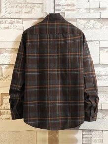 Manfinity Homme Men Plaid Print Shirt Without Tee - Coffee Brown - View 2