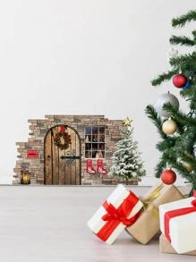 1 Stück Wandaufkleber mit Weihnachten Tür Muster