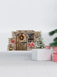 1 Stück Wandaufkleber mit Weihnachten Tür Muster