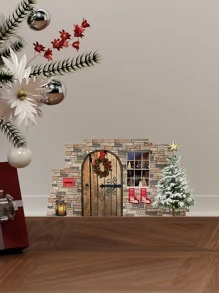 1 Stück Wandaufkleber mit Weihnachten Tür Muster