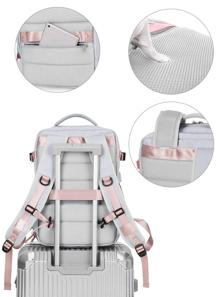 תיק אחסון לחדר כושר ספורט תיק כושר מינימליסטי בעל קיבולת גדולה עבור בנות נוער, נשים, תיכון, סטודנטים ועובדי צווארון לבן, עם תא נעליים, מושלם לעסקים, בחוץ, נסיעה, חזרה לבית הספר - אפור בהיר - ראה 6