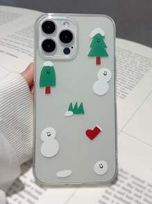 Christmas Tree & Snowman Pattern Phone Case - Multicolor - View 1