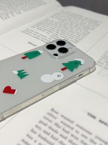 Christmas Tree & Snowman Pattern Phone Case - Multicolor - View 2