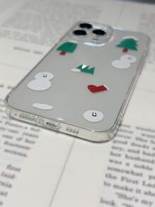 Christmas Tree & Snowman Pattern Phone Case - Multicolor - View 3