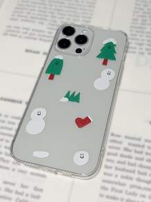 Christmas Tree & Snowman Pattern Phone Case - Multicolor - View 4