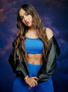 SHEIN X Calle y Poché SHEIN Coolane Cazadora de cuello con solapa con parte delantera abierta PU - Negro - Ver 1