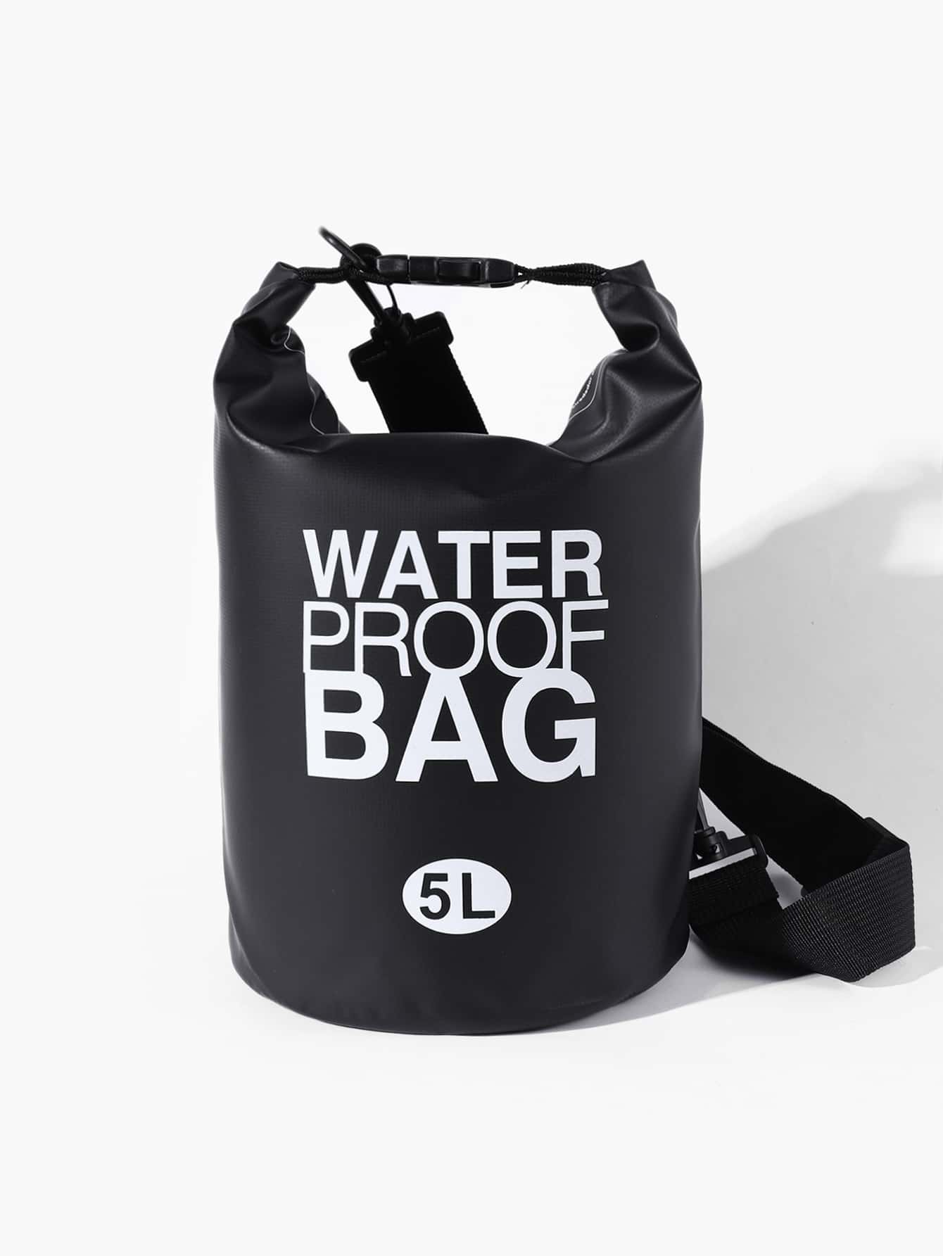 Letter Graphic Diving Bag - Black - View 1