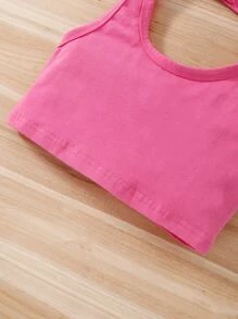SHEIN Toddler Girls Halter Top & Pleated Skirt - Hot Pink - View 4