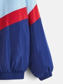 SHEIN EZwear Cazadora de color combinado de hombros caídos cremallera - Multicolor - Ver 5