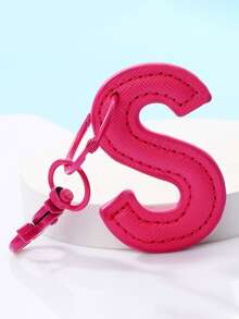 1入組男士簡約款pu皮英文字母鑰匙扣吊飾,迷人的新年/情人節/聖誕派對家庭和朋友禮物 - 玫紅色 - 查看 3