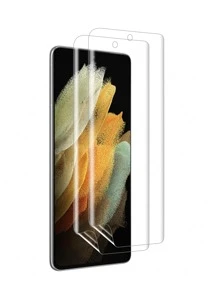 2 tấm phim màn hình điện thoại bằng silicon tương thích với Samsung, phủ toàn bộ, dễ lắp đặt, độ nét cao, trong suốt, không có bong bóng, chống trầy xước và vỡ, phim gel thủy tinh, phim bảo vệ màn hình mềm (không phải kính cường lực) làm quà tặng cho sinh nhật/lễ Phục sinh/ngày tổng thống/giáng sinh/gia đình/bạn bè/con trai/con gái - Trong sáng - Xem 3