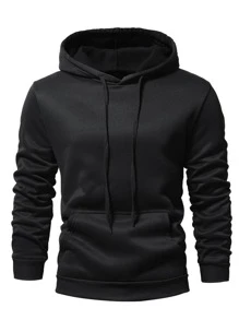 Manfinity Men 1pc Bear Print Drawstring Hoodie - Black - View 2