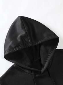 Manfinity Men 1pc Bear Print Drawstring Hoodie - Black - View 4
