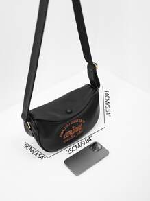 Túi Crossbody Nữ Thêu Lá thư Có thể điều chỉnh được Đúng mốt - màu đen - Xem 3