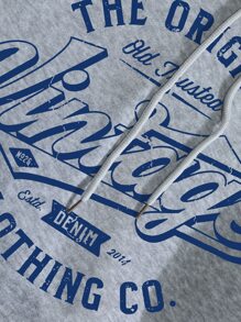 INAWLY 標語圖案袋鼠口袋加絨內裏連帽衫