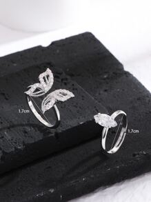 2 Miếng Nhẫn Khối Zirconia  Trang trí Bướm - Bạc - Xem 2