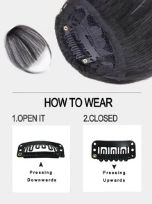 Short Straight Synthetic Hair Bangs With Sideburns - Black - View 5