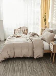 Ensemble de couette taupe, ensemble de literie de style ferme bohème 3 pièces, ensemble de couette couleur unie minimaliste, couverture de couette en microfibre douce. 1 couette, 2 taies d'oreiller, sans couette. Literie pour l'école.