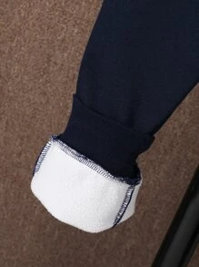 Chicos Pantalones deportivos con sudadera con bolsillo de canguro - Azul Marino - Ver 3