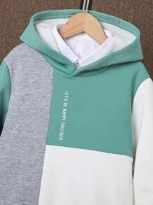 Boys Colourblock Letter Graphic Hoodie & Joggers - Multicolor - View 5