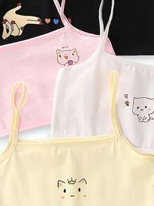 女孩4入組卡通圖案無鋼圈內衣