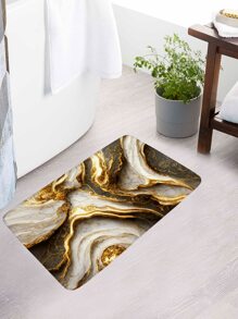 1 pieza Alfombra de baño con patrón de mármol o 1 pieza Cortina de ducha Decoración de entrada Decoración de baño y cocina - Multicolor - Ver 3