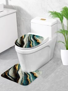 1 pieza Alfombra de baño con estampado de mármol o 1 pieza cortina de ducha - Multicolor - Ver 2