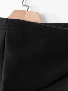 Aesthetic Post--Men Plus Letter Graphic Thermal Lined Drawstring Hoodie - Black - View 3