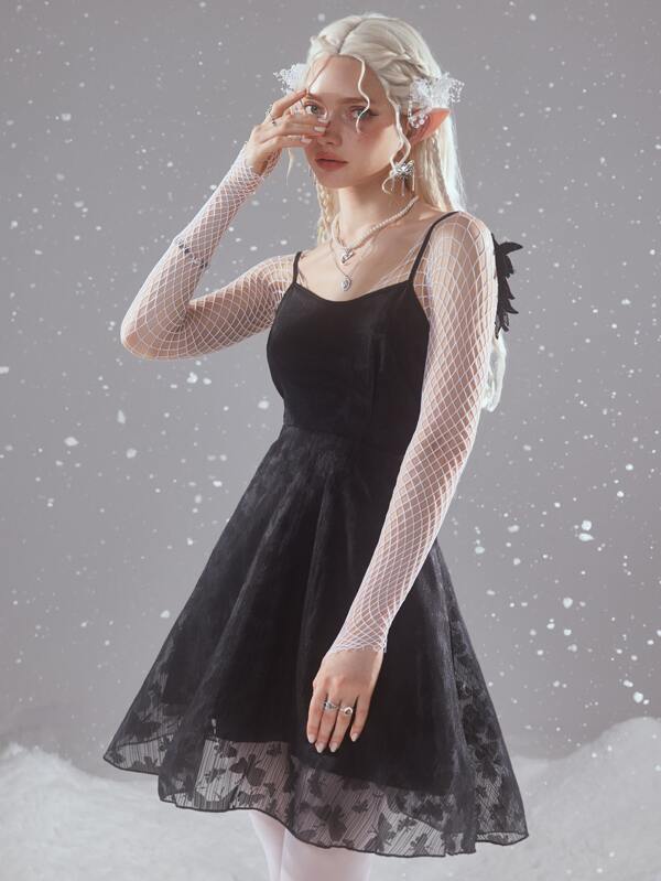 Fairycore Wings Patched Backless Cami Dress SHEIN USA