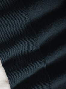 INAWLY Letter Graphic Contrast Collar Quarter Zip Thermal Lined Sweatshirt - Navy Blue - View 7