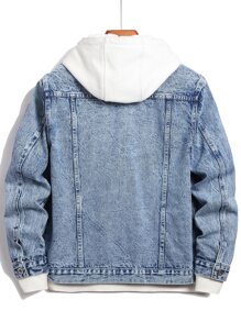 Manfinity Men Flap Pocket Denim Jacket Without Hoodie - Light Wash - View 2