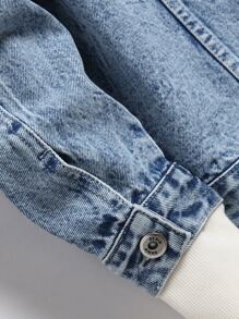 Manfinity Men Flap Pocket Denim Jacket Without Hoodie - Light Wash - View 3