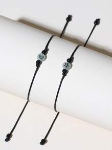 ATLVXJL Vòng tay trang trí bằng hạt PU thời trang và phổ biến cho nam giới 2 chiếc Vòng tay trang trí hạt phát sáng trong bóng tối để làm quà tặng trang sức và cho vẻ ngoài sành điệu - Nhiều màu - Xem 5