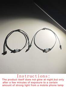 ATLVXJL Vòng tay trang trí bằng hạt PU thời trang và phổ biến cho nam giới 2 chiếc Vòng tay trang trí hạt phát sáng trong bóng tối để làm quà tặng trang sức và cho vẻ ngoài sành điệu - Nhiều màu - Xem 3