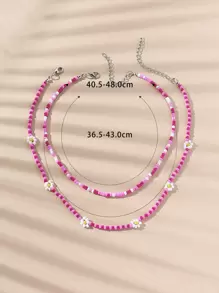 2 chiếc vòng cổ đính hạt hoa - Màu Hồng Tươi - Xem 4