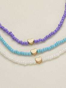 3入組愛心裝飾串珠項鏈 - 彩色 - 查看 2