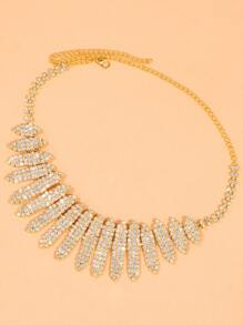 水鑽裝飾項鍊 - 金黃色 - 查看 2