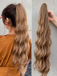 Long Body Wave Synthetic Hair Extension With Claw - Brown - View 1