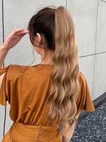 Long Body Wave Synthetic Hair Extension With Claw - Brown - View 4