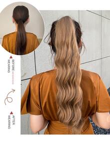 Long Body Wave Synthetic Hair Extension With Claw - Brown - View 5