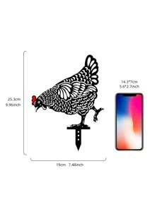 Hollow Out Chick Design Decorative Garden Stake - Black - View 3