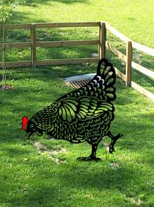 Hollow Out Chick Design Decorative Garden Stake - Black - View 4