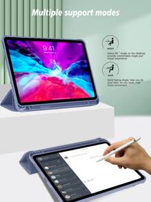 Solid Color Stylus Slot Protective Case Compatible With IPad Mini4/Mini5/Mini6/Mini7/Air/Air2/9.7/10.2/10.5/Air4/Air5/Pro11-Inch/10th Gen/Air 11-Inch(M2)-2024/Air 13-Inch(M2)-2024/Pro11-Inch(M4)-2024/Pro13-Inch(M4)-2024/IPad Air 13(M3 2025)/IPad Air 11-Inch (M3) 2025/IPad (A16) 11 Inch 11th Generation 2025 Models - Blue - View 6