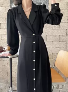 DAZY 西裝領泡泡袖襯衫洋裝