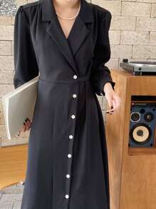 DAZY 西裝領泡泡袖襯衫洋裝