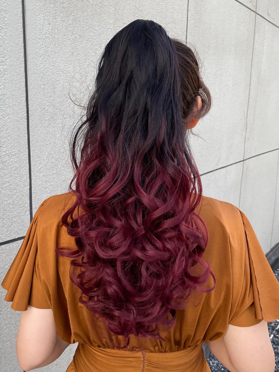 Ombre Long Curly Ponytail Synthetic Hair Extension - Ombre - View 1