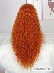 4X1英寸T型部分蕾絲長捲曲合成假髮 - 橘色 - 查看 2
